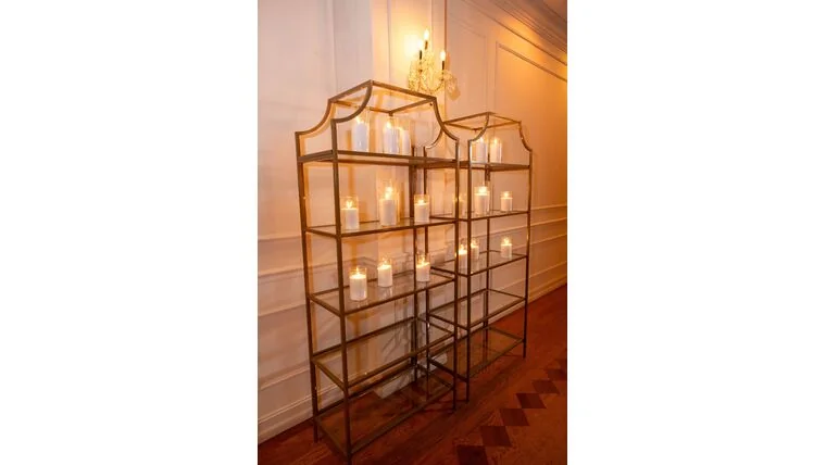 Tall Glass Shelf - Gold