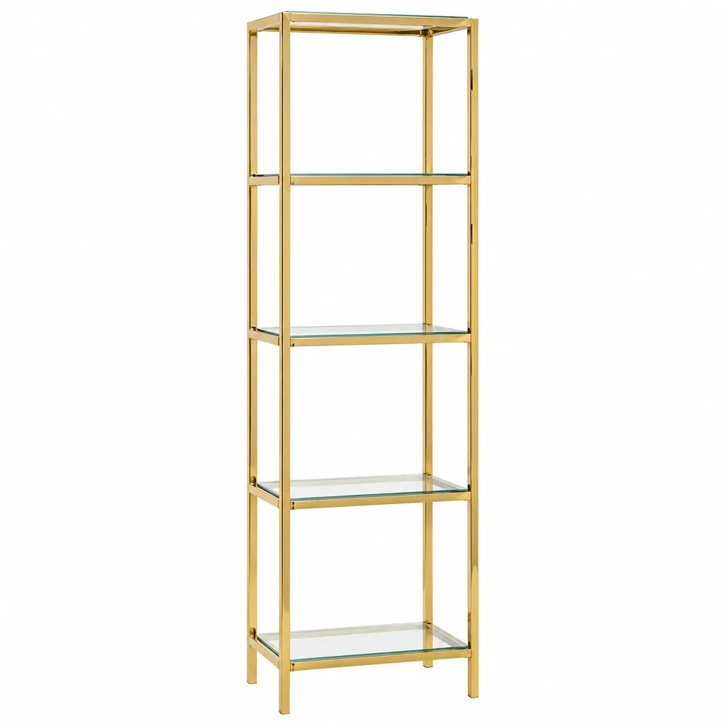 Tall Glass Shelf - Gold